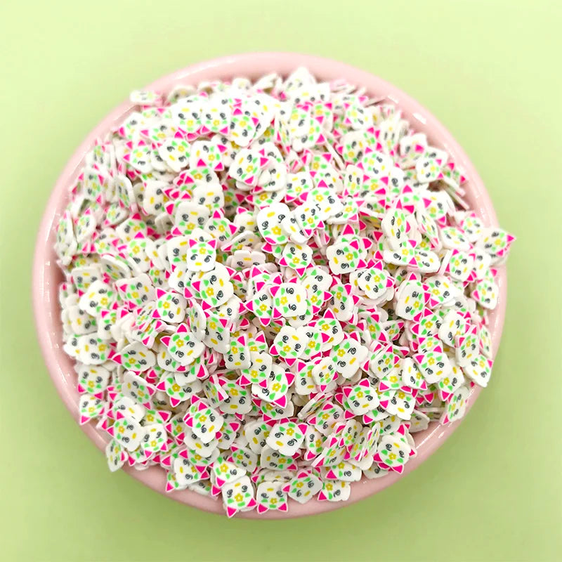 100g Cartoon Cat Hot Clay Sprinkles for Crafts Polymer Slices Slime Filler Accessories DIY Scrapbooking Nail Art Decoration